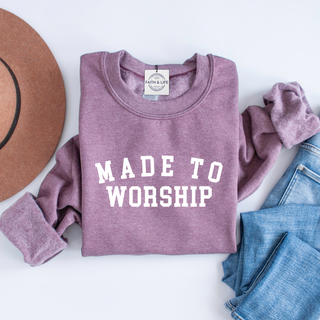 Made to Worship- Cozy Christian Crewneck Sweatshirt