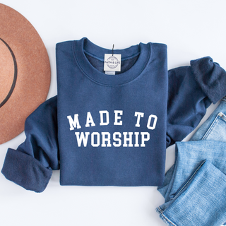 Made to Worship- Cozy Christian Crewneck Sweatshirt