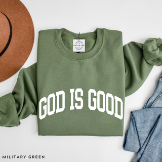God is Good Cozy Crewneck Sweatshirt