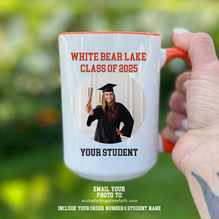 Custom Orange White Bear Lake Graduation Class Of 2025 Ceramic Mug