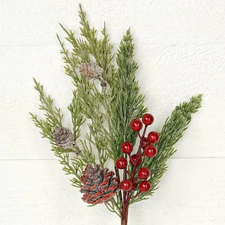 29965- 16IN PICK-FROSTED SOFT PINES WITH RED BERRIES