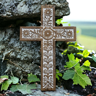 Primavera Hand Carved Wood Wall Cross